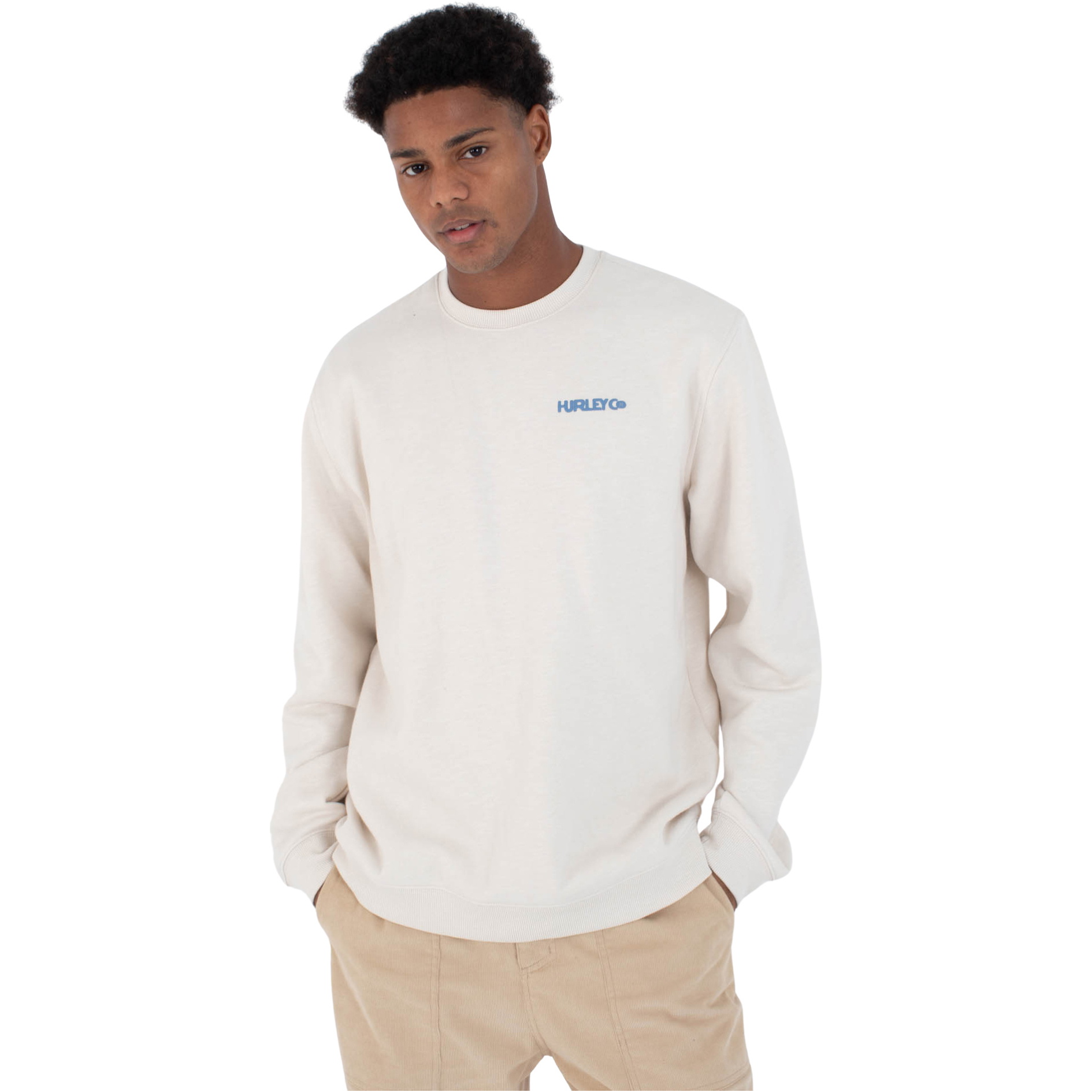2026 Hurley Mens Graphic Slub Crew HFA25MMFT05491 - Bone